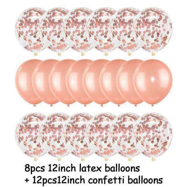 Globos de Confeti Oro Rosa 20 Piezas