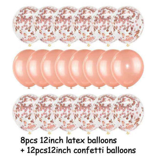 Globos de Confeti Oro Rosa 20 Piezas - Image 2