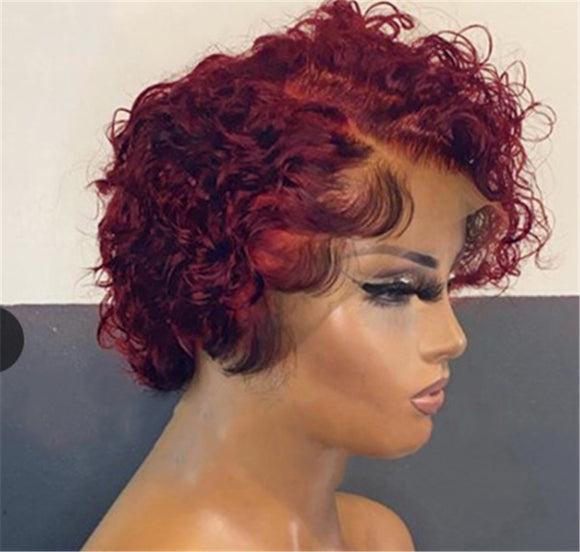 Peluca Rizada Corta Roja Estilo Europeo y Americano