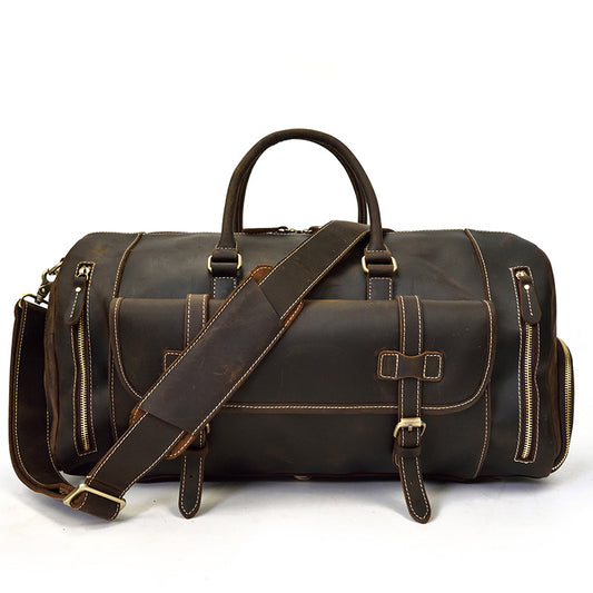 Bolsa de Viaje Cuero Crazy Horse Retro - Equipaje de Gran Capacidad para Hombre