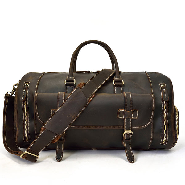 Bolsa de Viaje Cuero Crazy Horse Retro - Equipaje de Gran Capacidad para Hombre