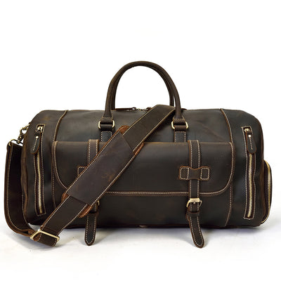 Bolsa de Viaje Cuero Crazy Horse Retro - Equipaje de Gran Capacidad para Hombre