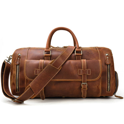 Bolsa de Viaje Cuero Crazy Horse Retro - Equipaje de Gran Capacidad para Hombre - Image 4
