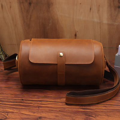 Bolso Cilíndrico de Cuero Vintage - Image 12