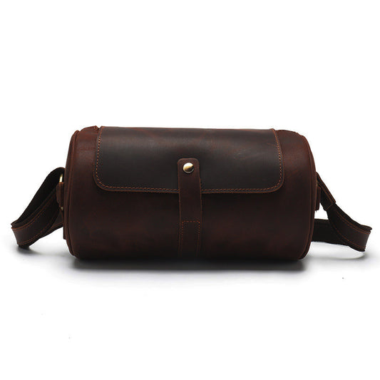 Bolso Cilíndrico de Cuero Vintage