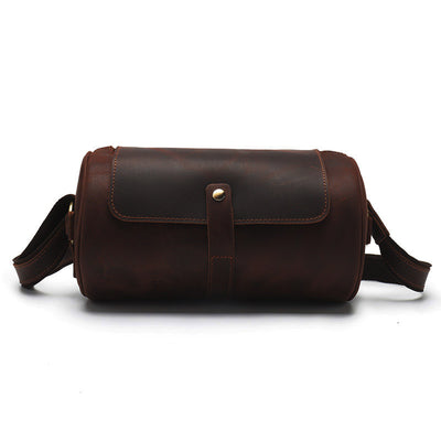 Bolso Cilíndrico de Cuero Vintage