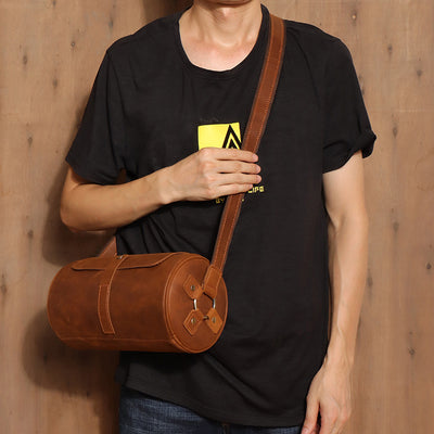 Bolso Cilíndrico de Cuero Vintage - Image 3