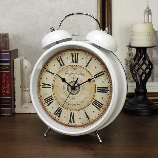 Reloj Despertador Retro de 8 Pulgadas con Números Romanos y Campana Metálica