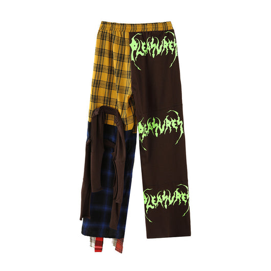 Pantalones Estilo Urbano con Estampado de Cuadros y Costuras Decorativas - Image 8