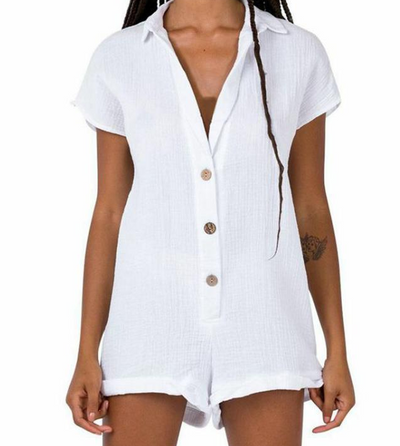 Jumpsuit Casual de Verano para Mujer Cuello V Algodón y Lino - Image 9