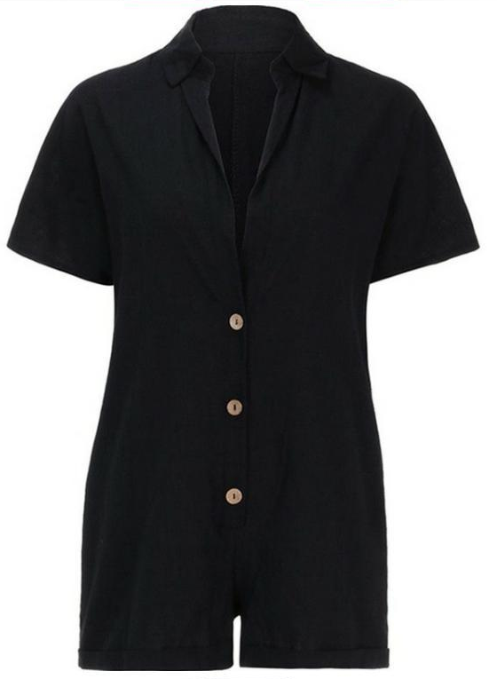 Jumpsuit Casual de Verano para Mujer Cuello V Algodón y Lino