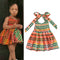 Vestido Bohemio Africano Halter con Encaje y Lazo