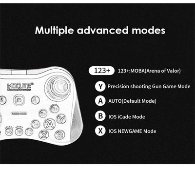 Black and red wireless Bluetooth gamepad with dual joysticks, D-pad, and colorful A, B, X, Y buttons. - Image 13