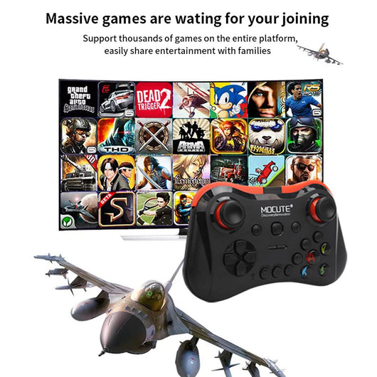 Black and red wireless Bluetooth gamepad with dual joysticks, D-pad, and colorful A, B, X, Y buttons. - Image 20