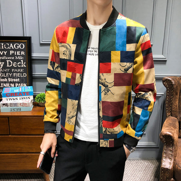 Chaqueta Casual Colorblock para Hombre Talla Grande