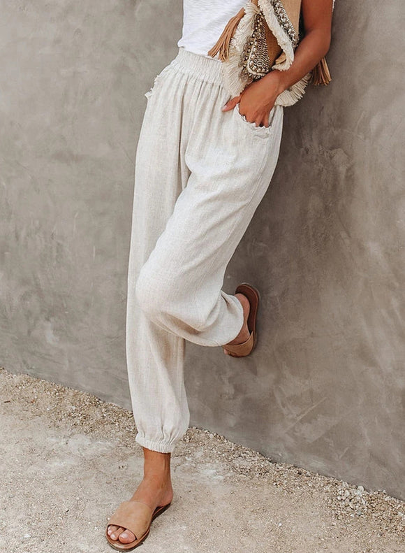 Pantalones Cortos Talle Alto con Bolsillos y Corte Suelto