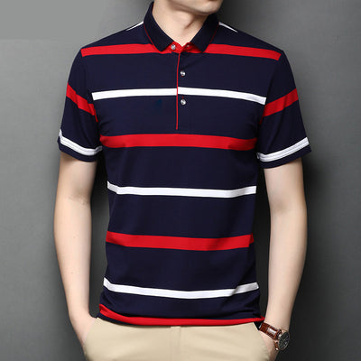 Camisa Casual de Algodón Mercerizado con Rayas y Solapa para Hombre - Image 10