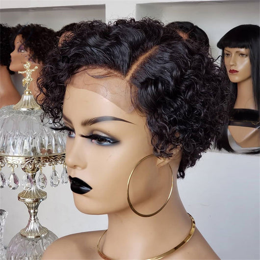Peluca Rizada Corta Negra - Cabello Sintético Profesional para Mujeres - Image 3
