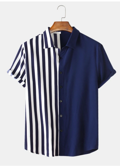 Camisa Hawaiana de Rayas Casual de Manga Corta