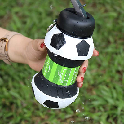 Botella de Agua Deportiva de Silicona Plegable con Popote para Fútbol - Image 2