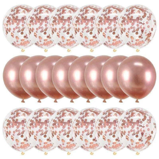 Globos de Confeti Oro Rosa 20 Piezas