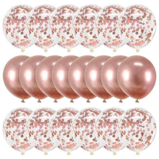Globos de Confeti Oro Rosa 20 Piezas