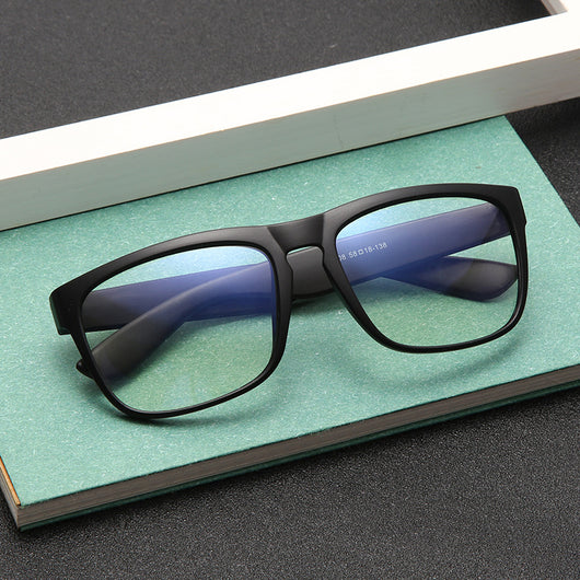 Black plastic frame anti-blue light glasses with clear lenses, featuring a classic rectangular shape. - Image 11