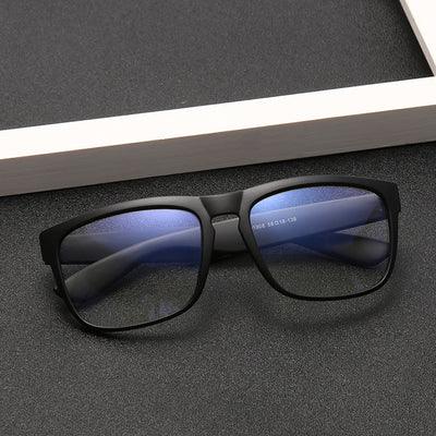 Black plastic frame anti-blue light glasses with clear lenses, featuring a classic rectangular shape. - Image 3