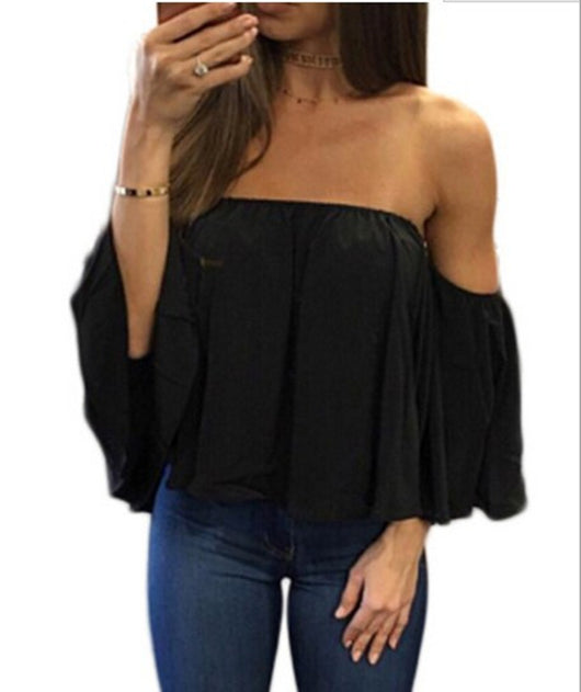 Blusa Hombros Descubiertos Suelta y Cómoda - Image 12
