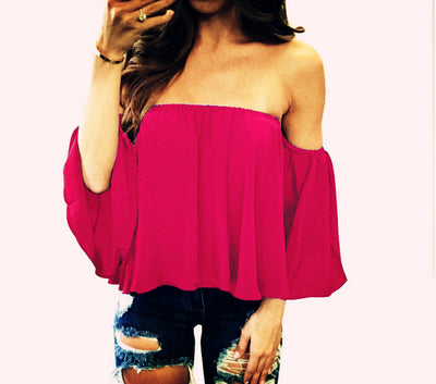 Blusa Hombros Descubiertos Suelta y Cómoda - Image 8