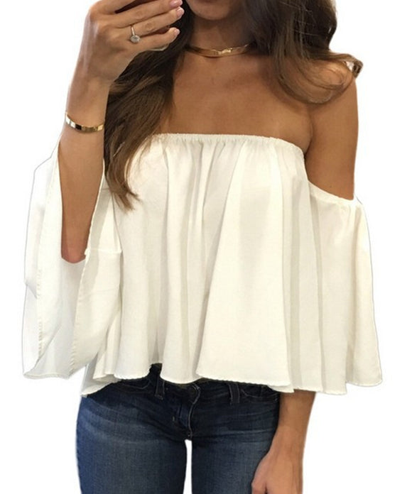 Blusa Hombros Descubiertos Suelta y Cómoda