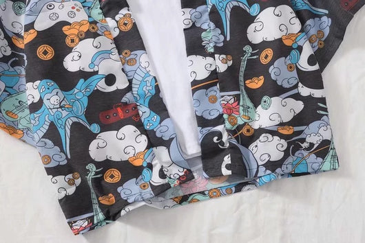 Camisa Cardigan Hanfu Hombre Estilo Trendy Manga Tres Cuartos Suelta - Image 4