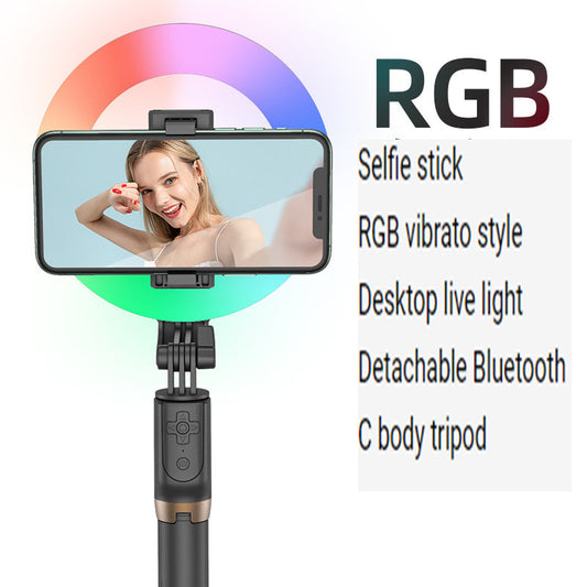 Aro de Luz LED Neon para Transmisión en Vivo - Selfie Stick con Bluetooth