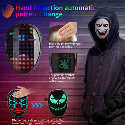 Máscara LED Inteligente con Control por App - Diseño Personalizable para Fiestas y Eventos