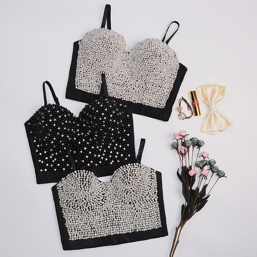 Top Deportivo con Cuentas de Diamante y Perlas Bubble - Image 5