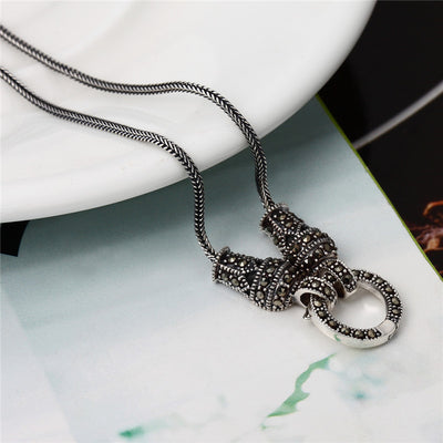 Cadena de Suéter de Plata S925 Estilo Retro Europeo Americano con Colgante Personalizado - Image 6