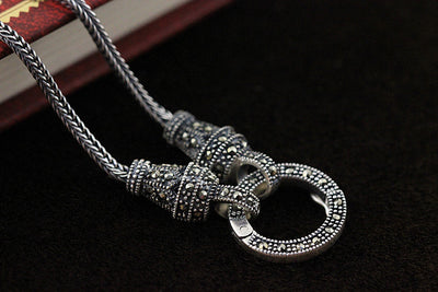 Cadena de Suéter de Plata S925 Estilo Retro Europeo Americano con Colgante Personalizado - Image 2