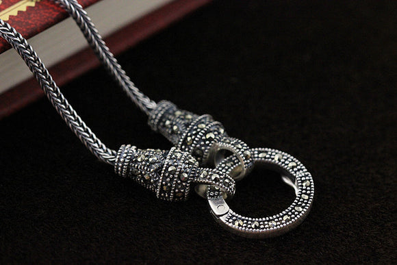 Cadena de Suéter de Plata S925 Estilo Retro Europeo Americano con Colgante Personalizado