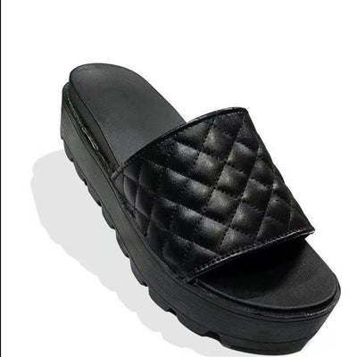 Pantuflas Plataforma Punta Redonda con Tacón Medio