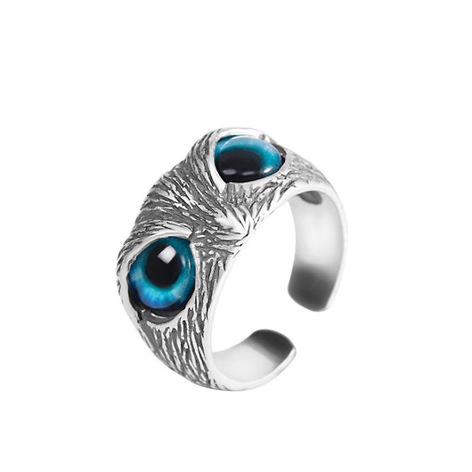 Anillo de Plata S925 Búho Ajustable - Joyería Tailandesa Vintage para Hombre - Image 2