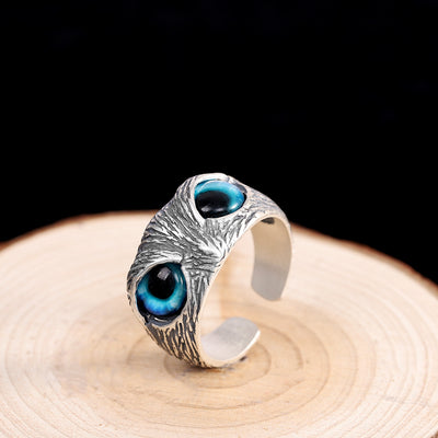 Anillo de Plata S925 Búho Ajustable - Joyería Tailandesa Vintage para Hombre - Image 4