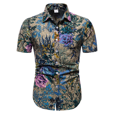 Camisa Casual Estampada para Hombre con Cuello Solapa - Image 6