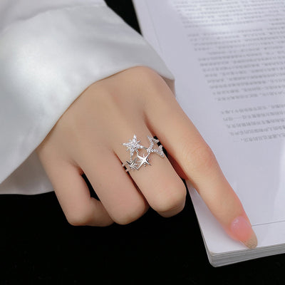Anillo de Plata Esterlina con Estrella Hueca y Circonitas - Image 11