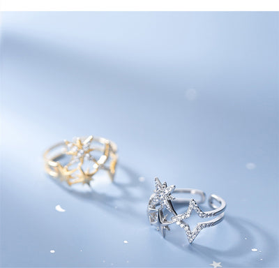Anillo de Plata Esterlina con Estrella Hueca y Circonitas - Image 13