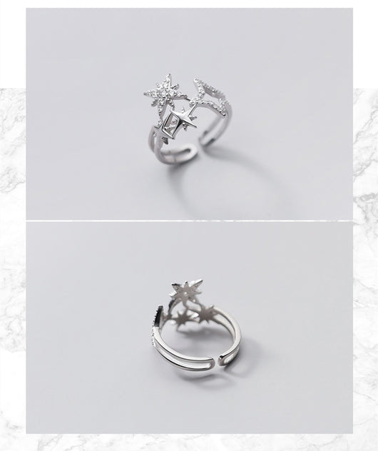 Anillo de Plata Esterlina con Estrella Hueca y Circonitas - Image 12