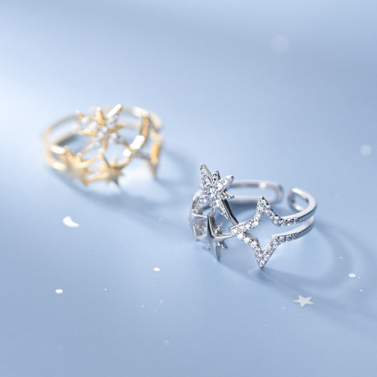 Anillo de Plata Esterlina con Estrella Hueca y Circonitas - Image 4