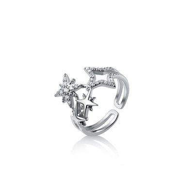 Anillo de Plata Esterlina con Estrella Hueca y Circonitas - Image 3