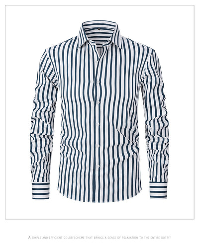 Camisa de Manga Larga en Seda de Hielo con Rayas Coordinadas - Image 18