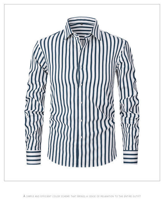 Camisa de Manga Larga en Seda de Hielo con Rayas Coordinadas - Image 18