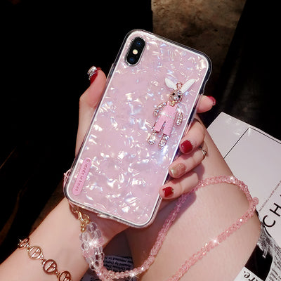 Funda iPhone de Silicona con Conejo de Cristales Brillantes Compatible con Apple
